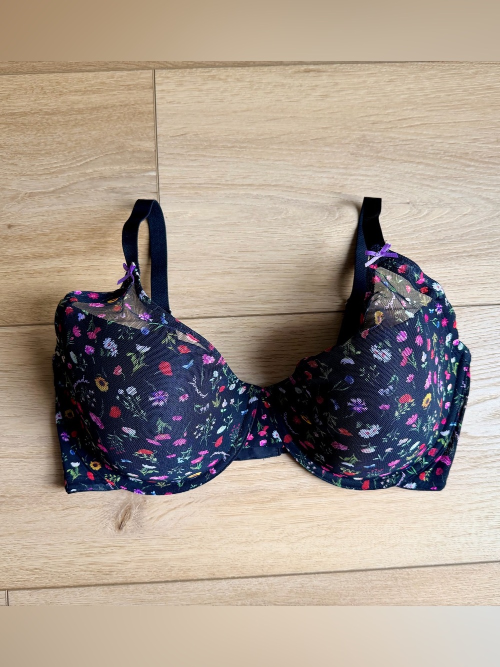 NWOT Parade Black Floral Mesh Underwire Bra L+